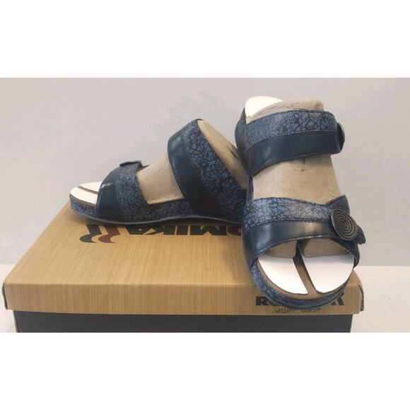 New~ ROMIKA FIDSCHI 22~Leather Slide Sandals Azur Blue Kombi 36 US 5-5.5) - Picture 1 of 11